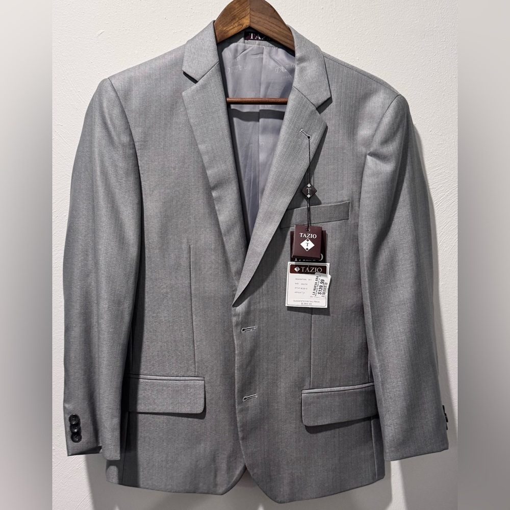 Tazio Slim Suit 3-pc Men's Gray Solid Color 36S/30